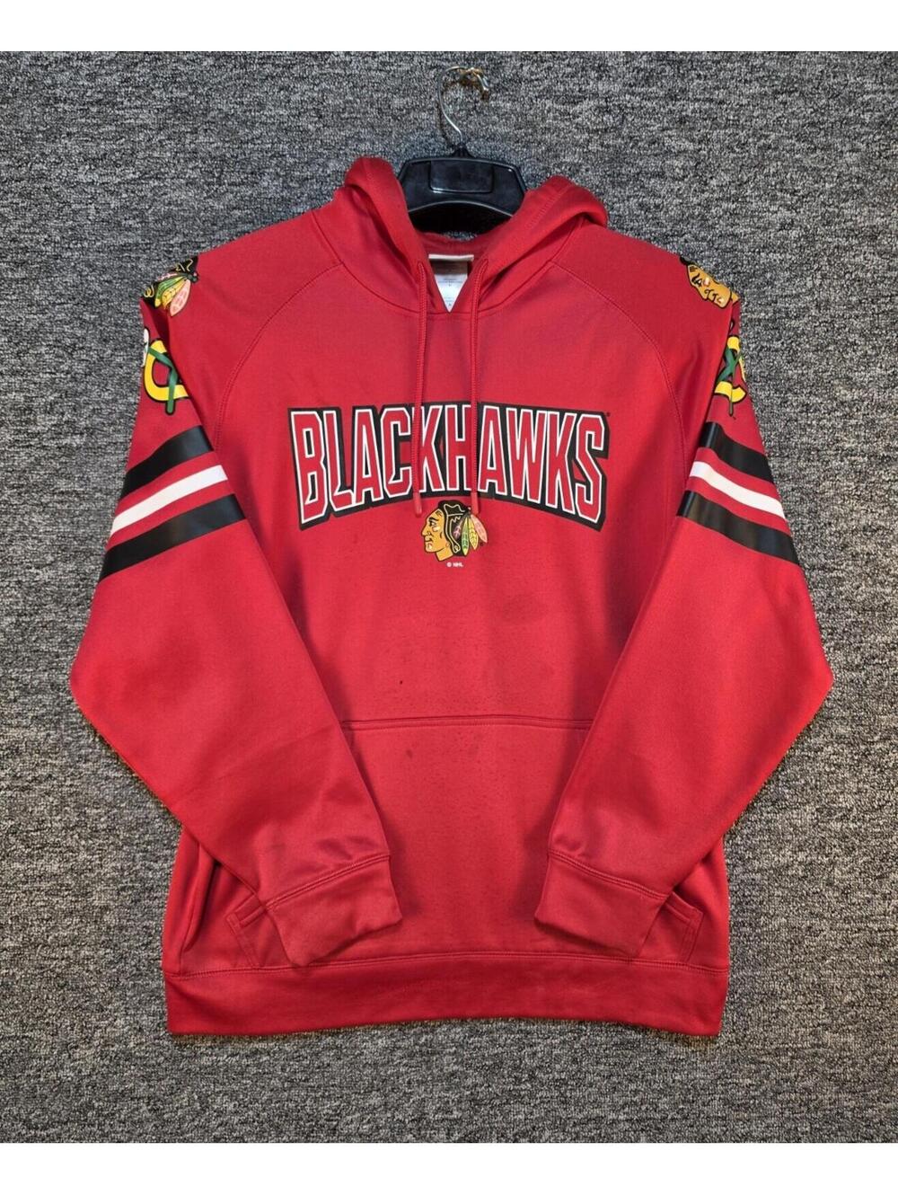 NHL Chicago Blackhawks Officially Licensed Pullover Hoodie Red Black White M
